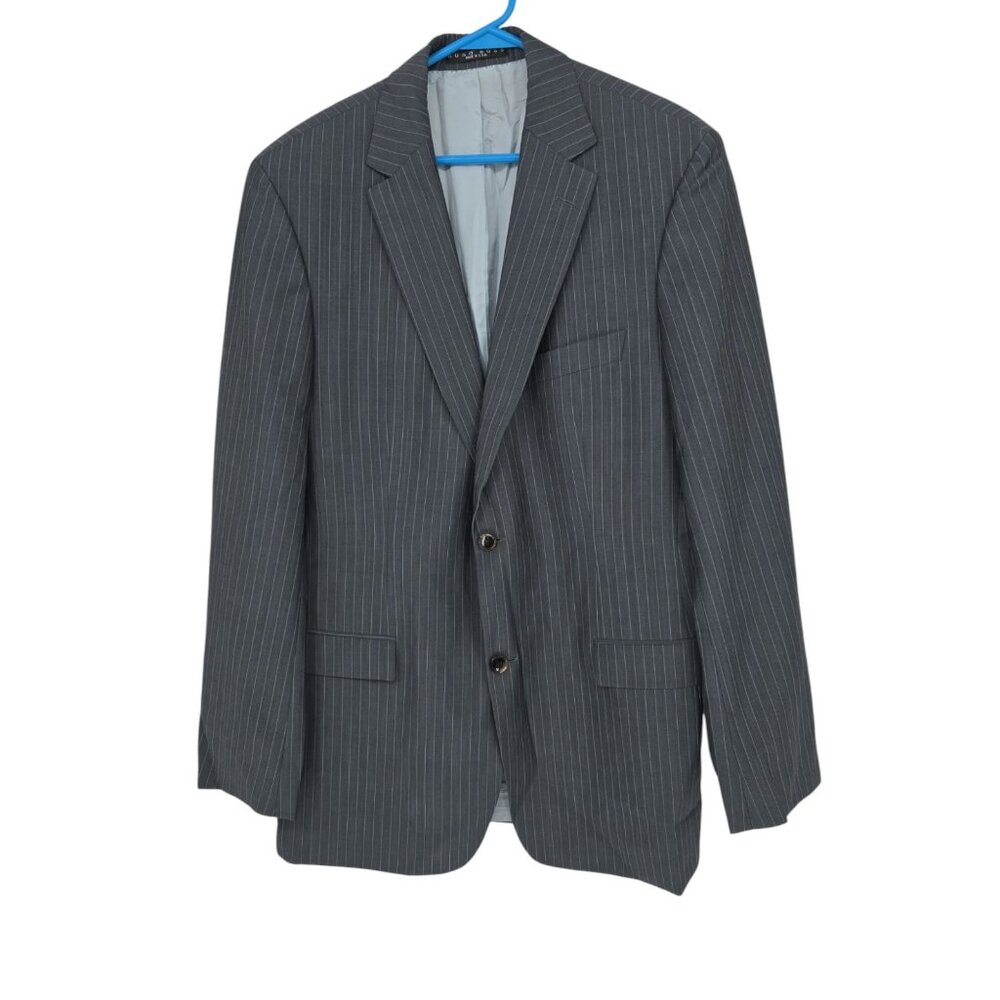 VTG Hugo Boss Mens Blazer 44L Gray Pinstripe 100% Wool Sport Coat Suit Jacket